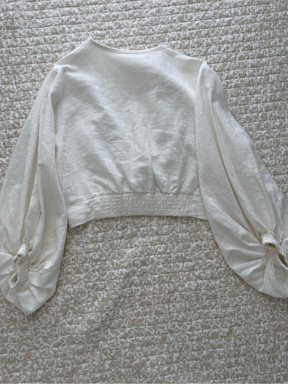 Linen Twist-Front White Puff Sleeve Top and Maxi Skirt Set - Picture 5 of 7